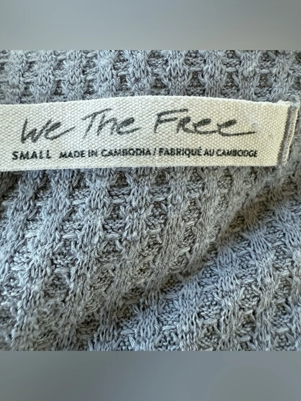 Free People We The Free‎ Thermal North Shore Gray Waffle Long Sleeve Oversized S